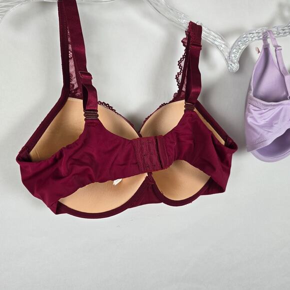 Curve Muse & Secret Treasures Bras Women's 42D Burgundy / Lavender Underwire 2pk - Picture 5 of 14
